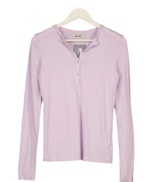 ALRIGHT THEN Lilac Purple  Long Sleeve Cotton & Silk Blend Henley Tee Size 0 UK 4