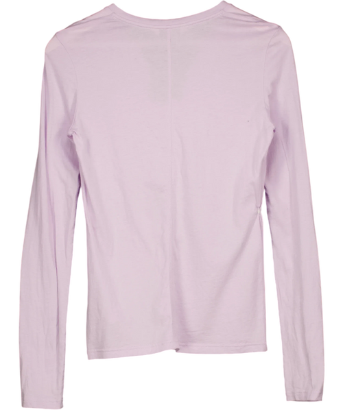ALRIGHT THEN Purple Lilac PURPLE  Long Sleeve COTTON & SILK BLEND Henley Tee Size 0, size UK 4 — back
