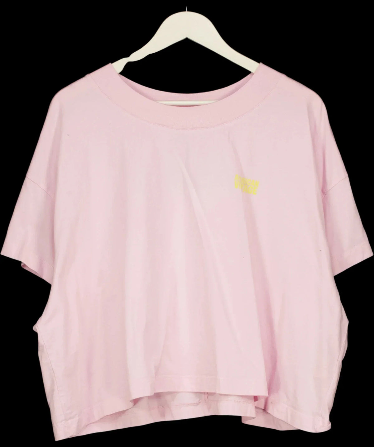 American Vintage Pink Gixy Cropped Logo T-Shirt Cotton Candy PINK, size UK XS/S — detail