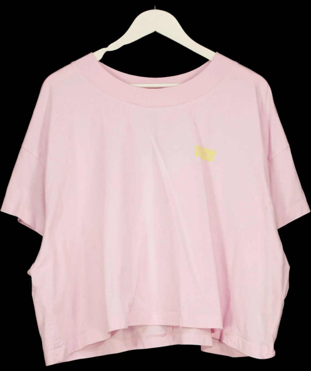 American Vintage Pink Gixy Cropped Logo T-Shirt Cotton Candy PINK, size UK XS/S — detail