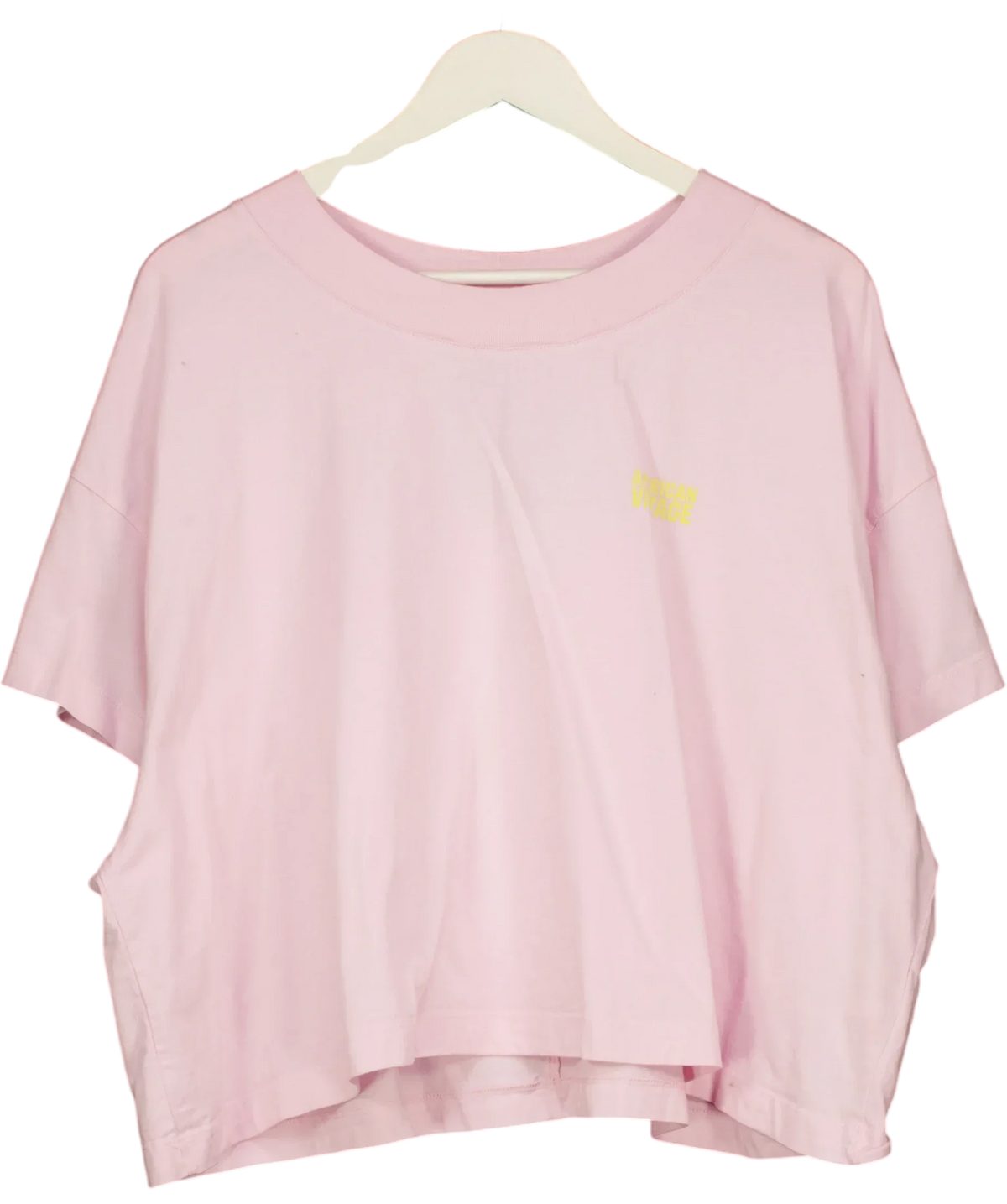 American Vintage Pink Gixy Cropped Logo T-Shirt Cotton Candy PINK, size UK XS/S — front