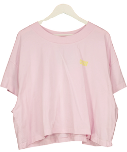 American Vintage Pink Gixy Cropped Logo T-Shirt Cotton Candy PINK, size UK XS/S — front