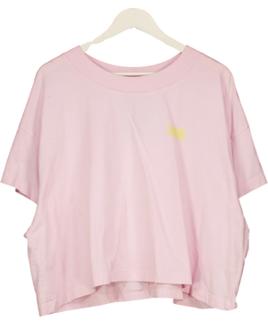 American Vintage Gixy Cropped Logo T-shirt Cotton Candy Pink UK XS/S