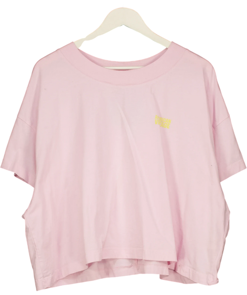 American Vintage Pink Gixy Cropped Logo T-Shirt Cotton Candy PINK, size UK XS/S — front