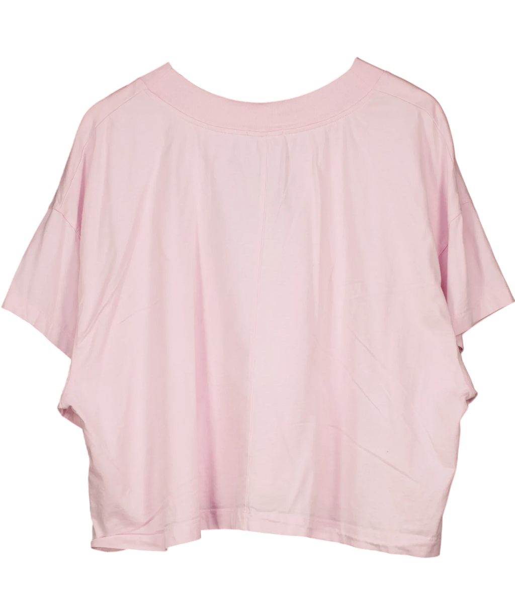 American Vintage Pink Gixy Cropped Logo T-Shirt Cotton Candy PINK, size UK XS/S — back