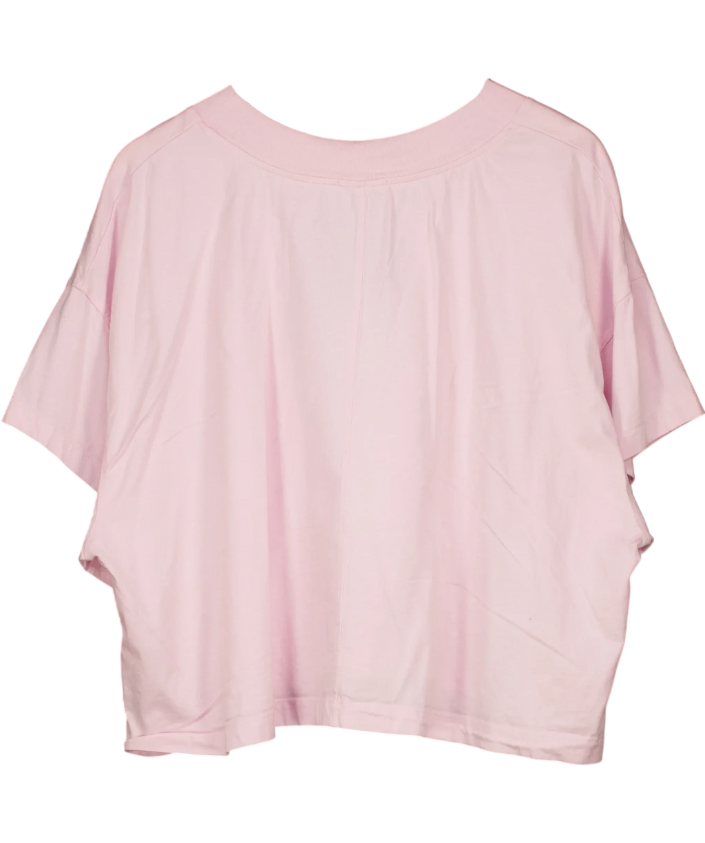 American Vintage Pink Gixy Cropped Logo T-Shirt Cotton Candy PINK, size UK XS/S — back
