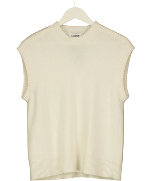 Cloeys Cream 100% Cashmere Sleeveless Knit Jumper UK S