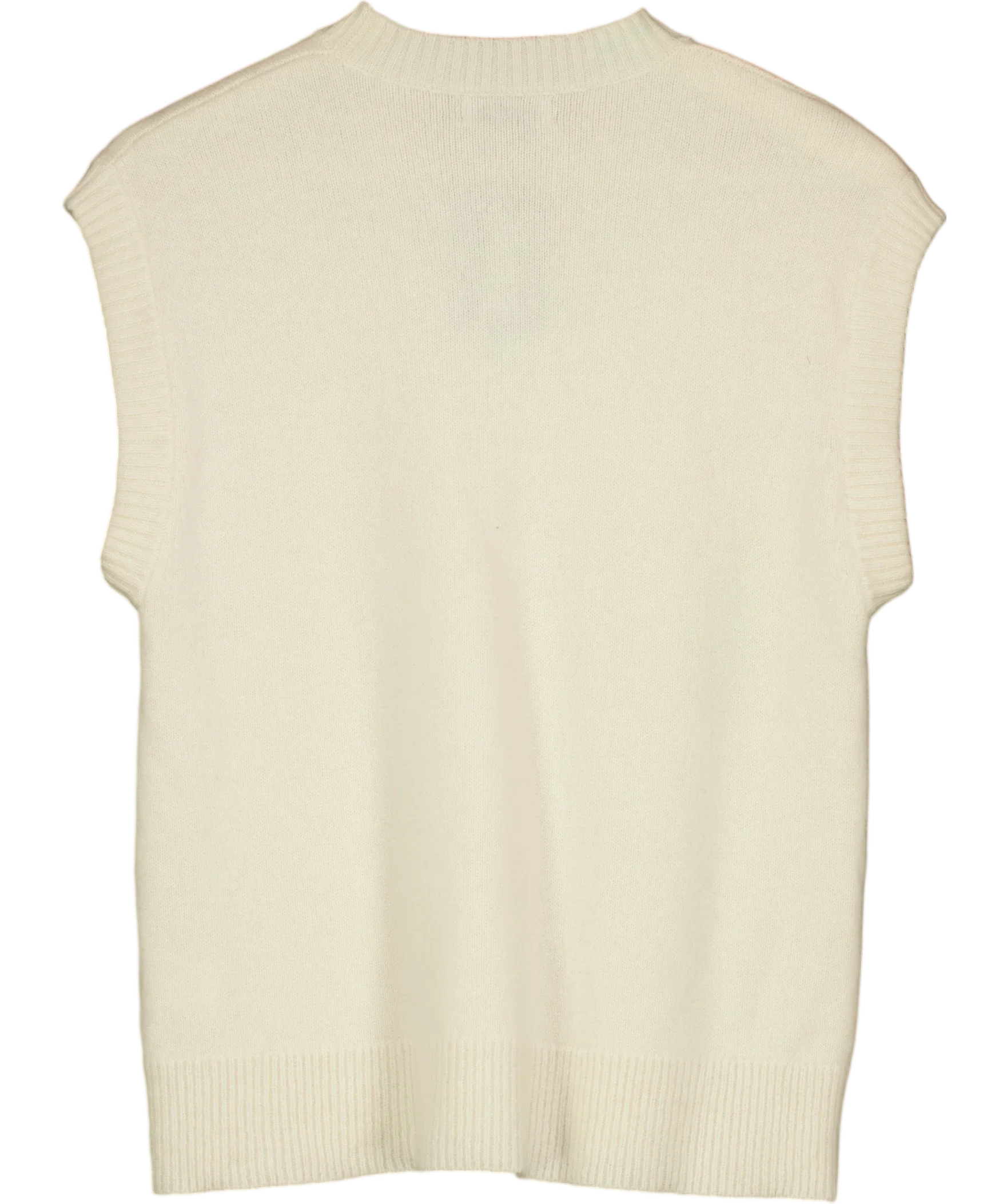 Cloeys Cream 100% Cashmere Sleeveless KNIT JUMPER, size UK S — back