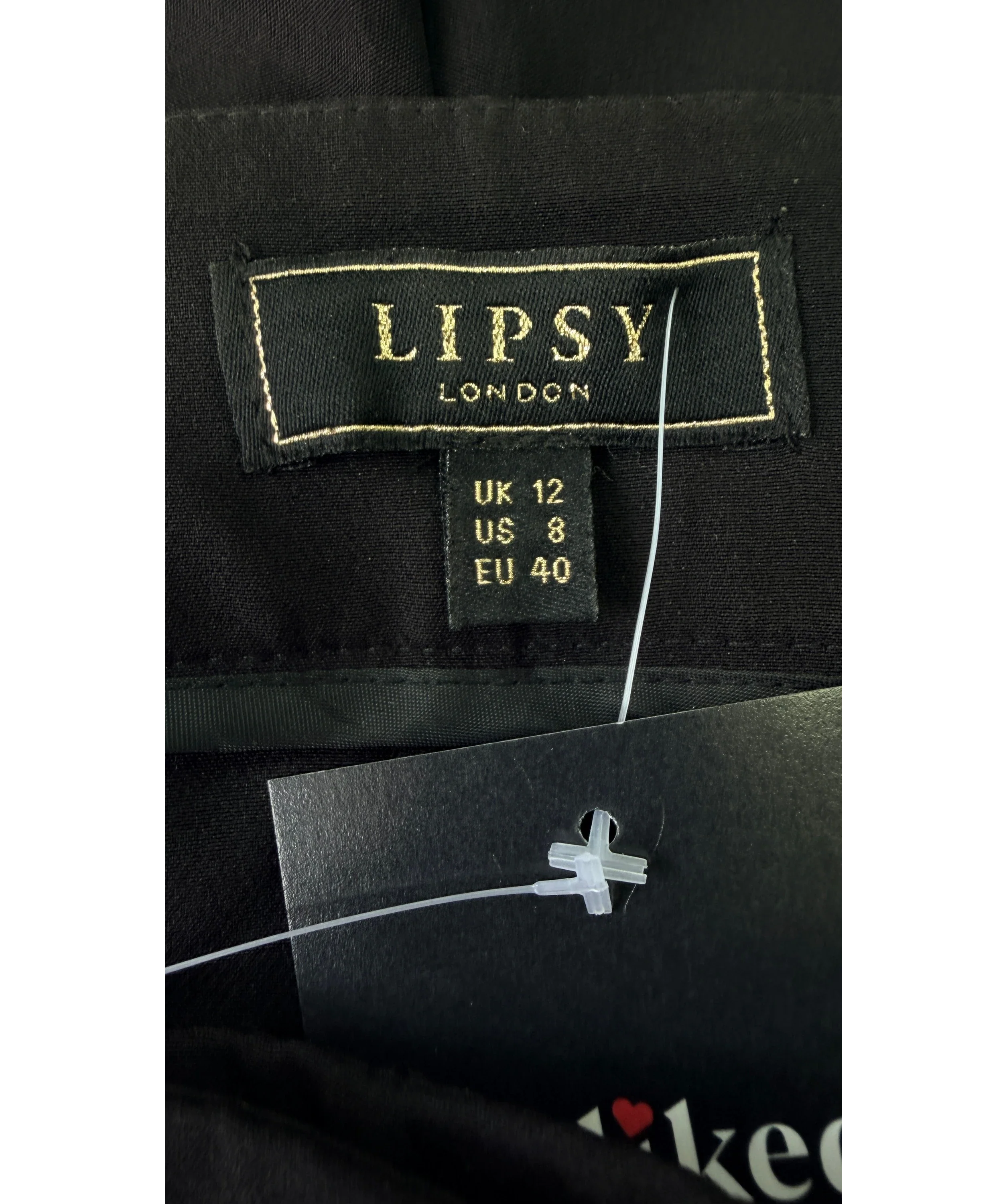 Lipsy Black Black Grown On Waist Tailored Wide Leg Trousers, size UK 12 — detail