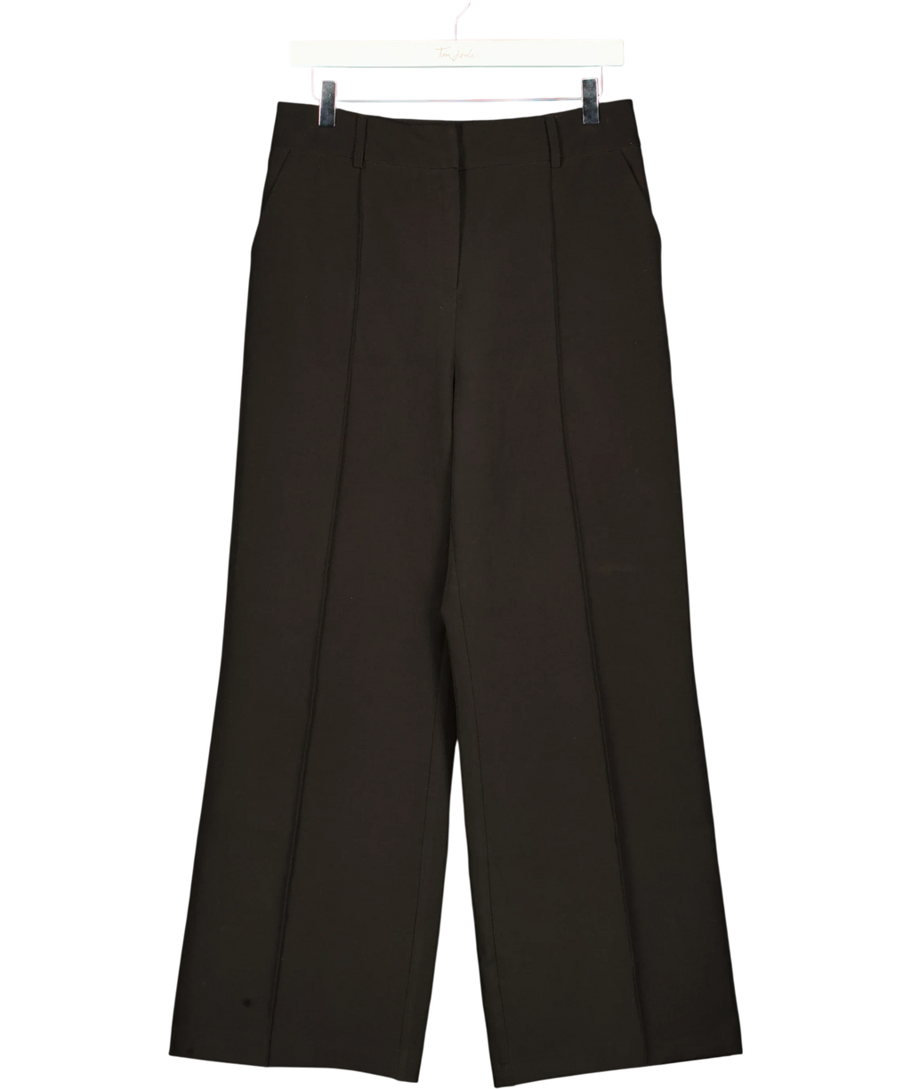 Lipsy Black Black Grown On Waist Tailored Wide Leg Trousers, size UK 12 — front
