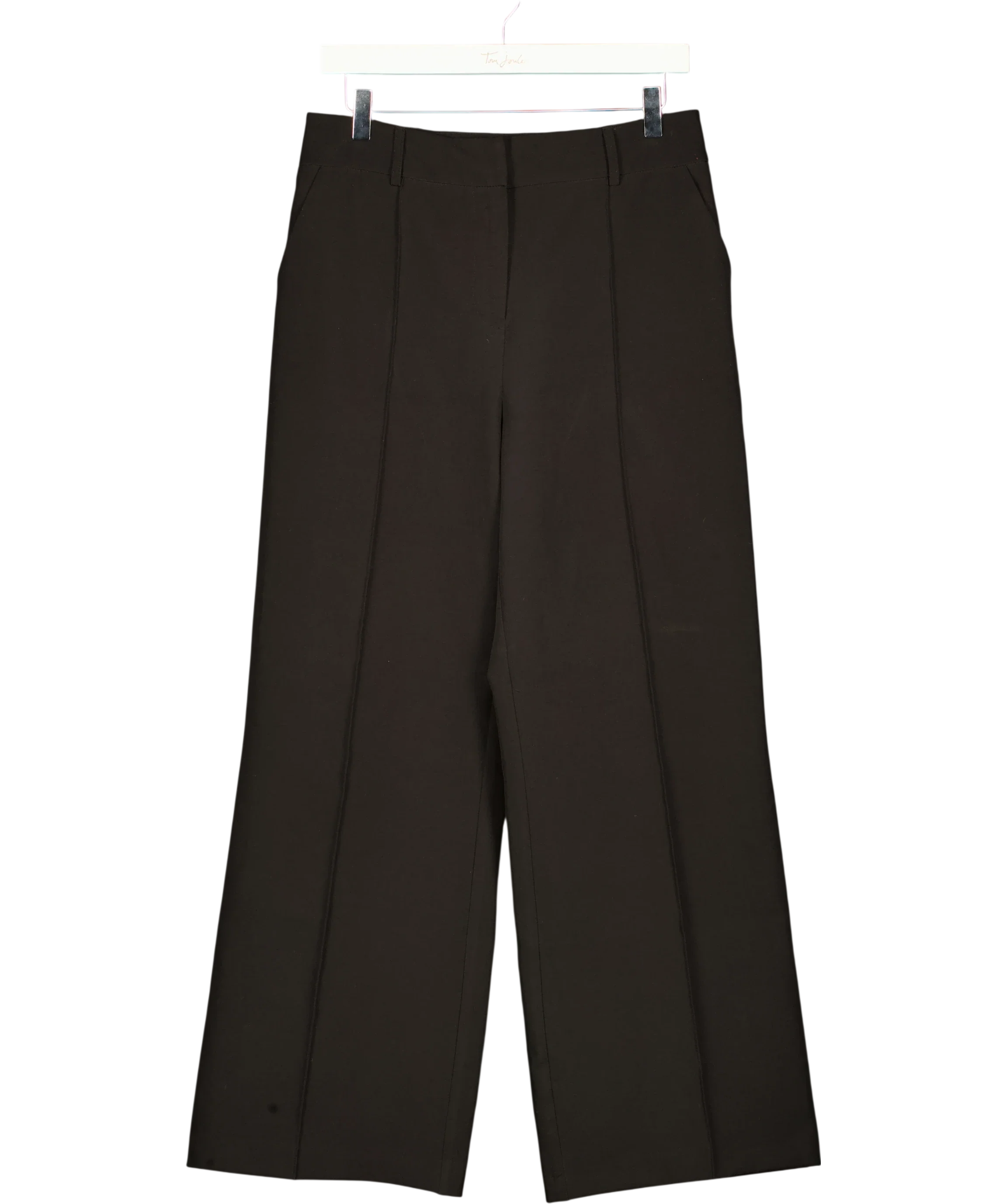 Lipsy Black Black Grown On Waist Tailored Wide Leg Trousers, size UK 12 — front