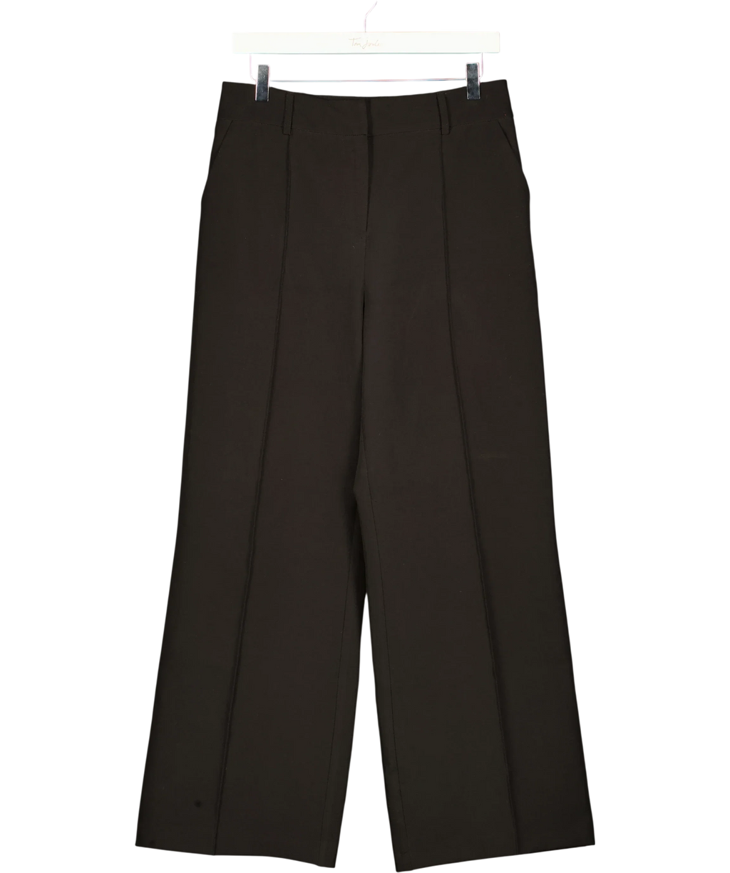 Lipsy Black Black Grown On Waist Tailored Wide Leg Trousers, size UK 12 — front