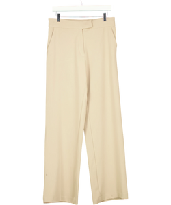 H&M Beige High Waisted Wide Leg Tailored Trousers, size UK M — front