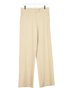 H&M Beige High Waisted Wide Leg Tailored Trousers UK M