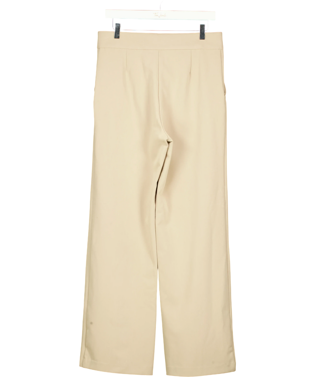 H&M Beige High Waisted Wide Leg Tailored Trousers, size UK M — back