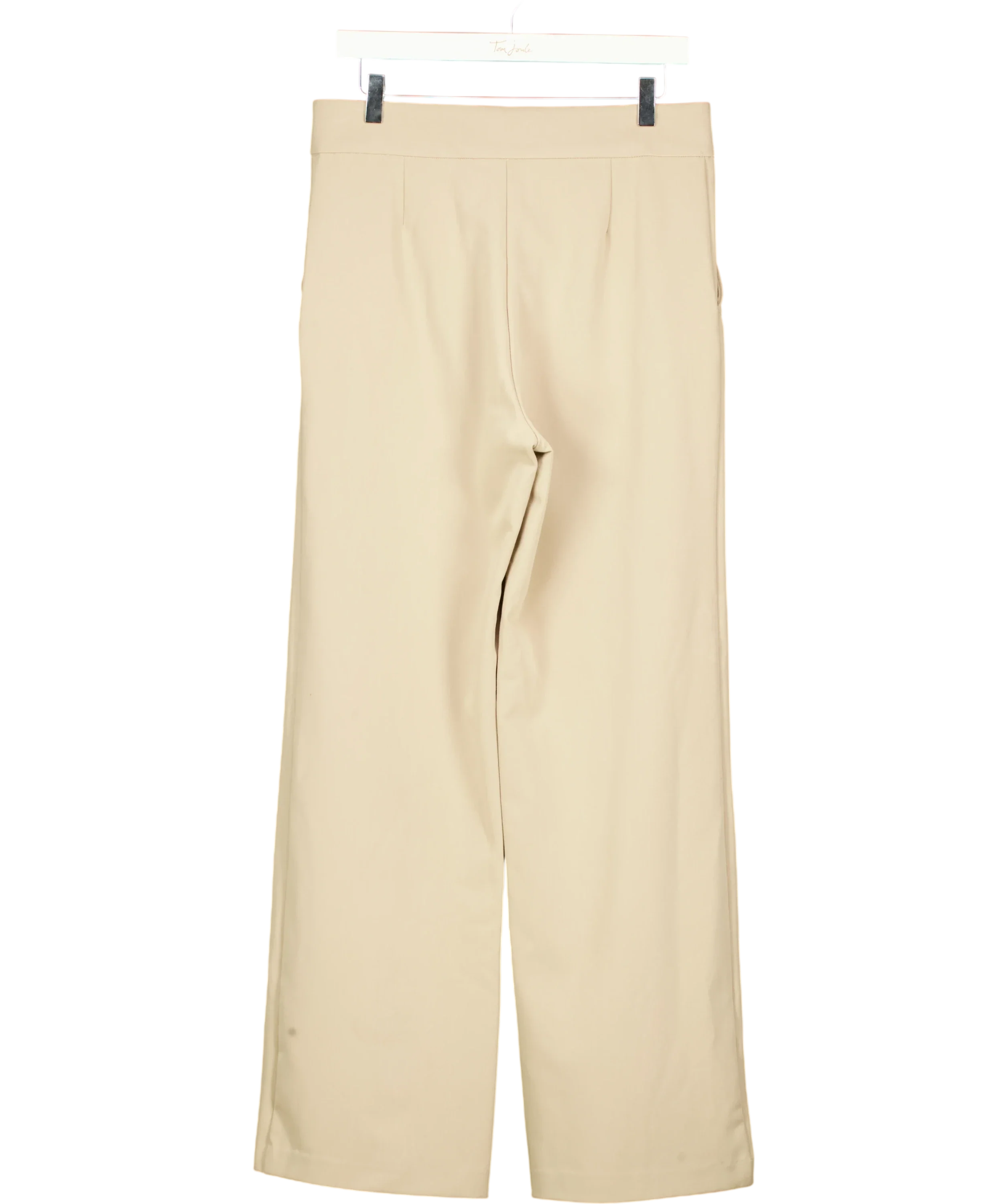 H&M Beige High Waisted Wide Leg Tailored Trousers, size UK M — back