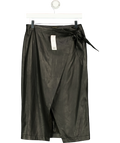 Lipsy Black Black Faux Leather Wrap Midi Skirt, size UK 12 — front