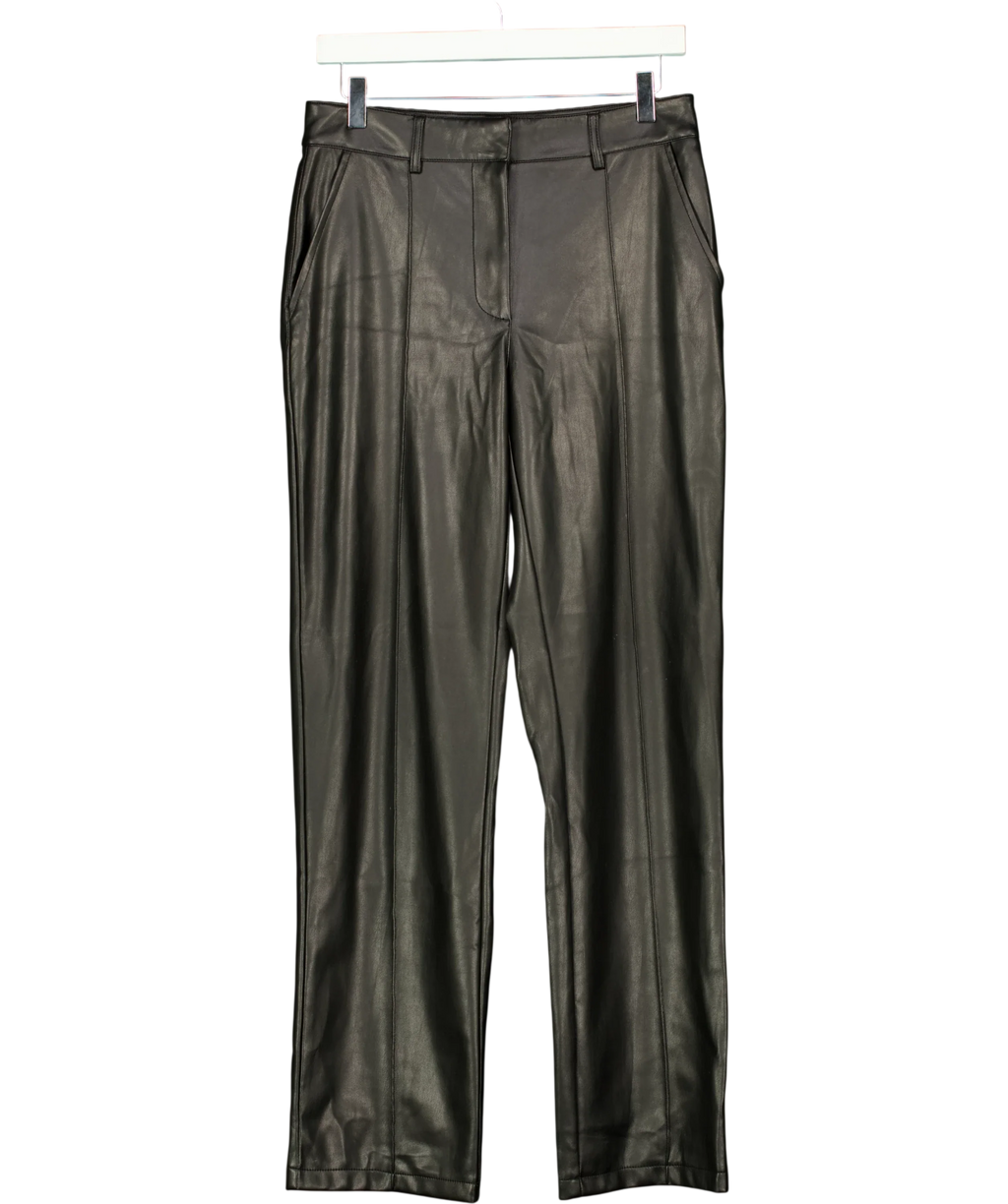 NA-KD Black PU Mid Rise Pants Black Size 36, size UK 8 — front