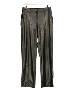 NA-KD Black PU Mid Rise Pants Black Size 36, size UK 8 — front