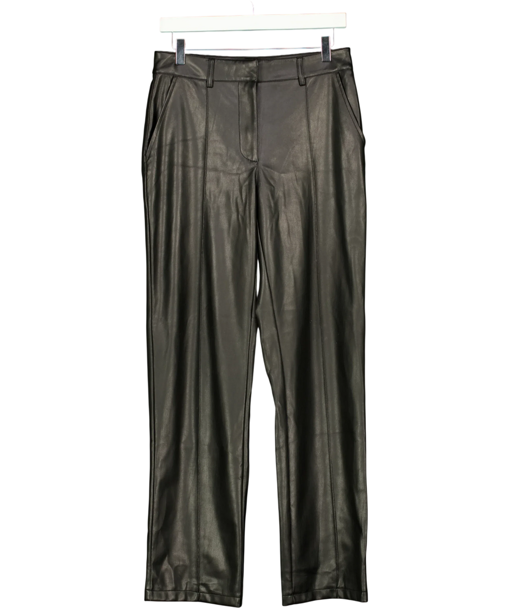 NA-KD Black PU Mid Rise Pants Black Size 36, size UK 8 — front