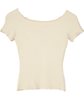 H&M Cream Rib-Knit Off-the-Shoulder Top, size UK M — front