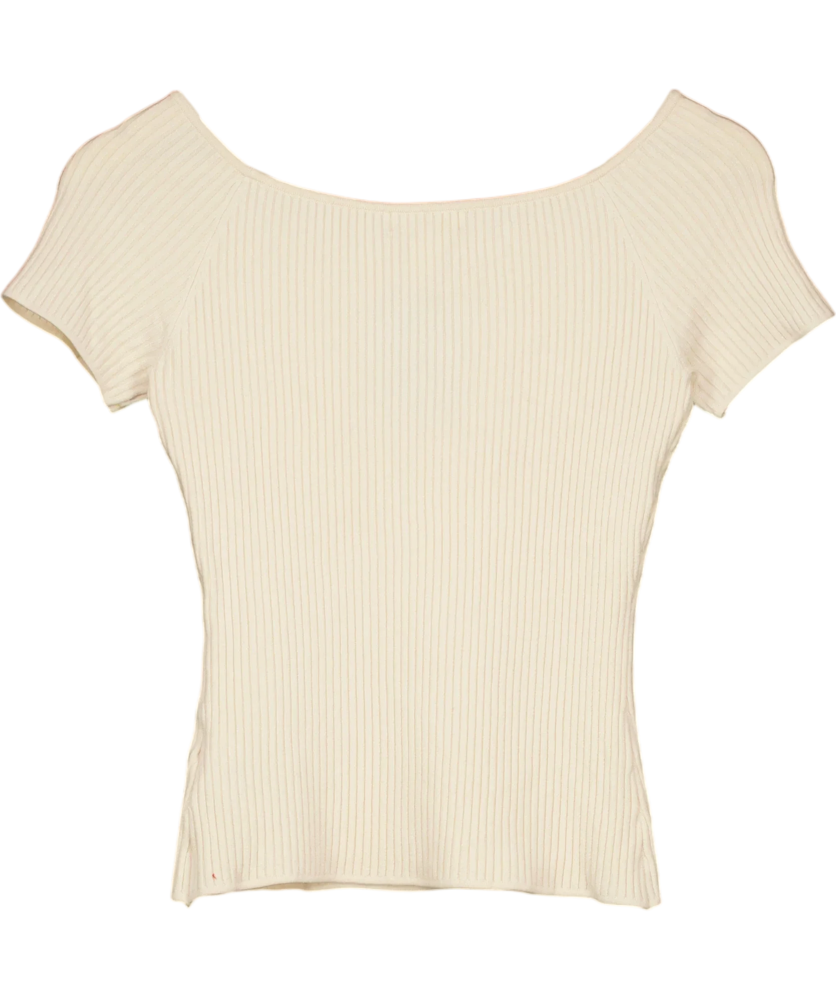 H&M Cream Rib-Knit Off-the-Shoulder Top, size UK M — back