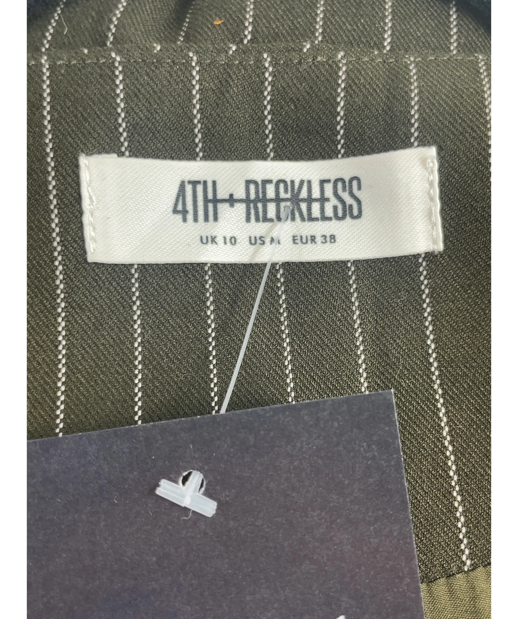 4th & Reckless Green Khaki Pinstripe Tailored Waistcoat, size UK 10 — detail