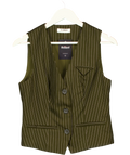 4th & Reckless Green Khaki Pinstripe Tailored Waistcoat, size UK 10 — front