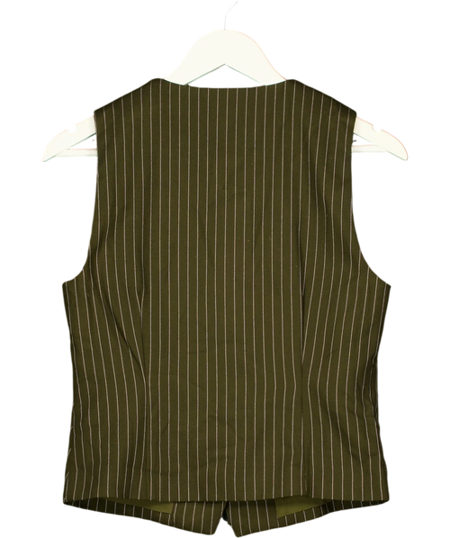 4th & Reckless Green Khaki Pinstripe Tailored Waistcoat, size UK 10 — back