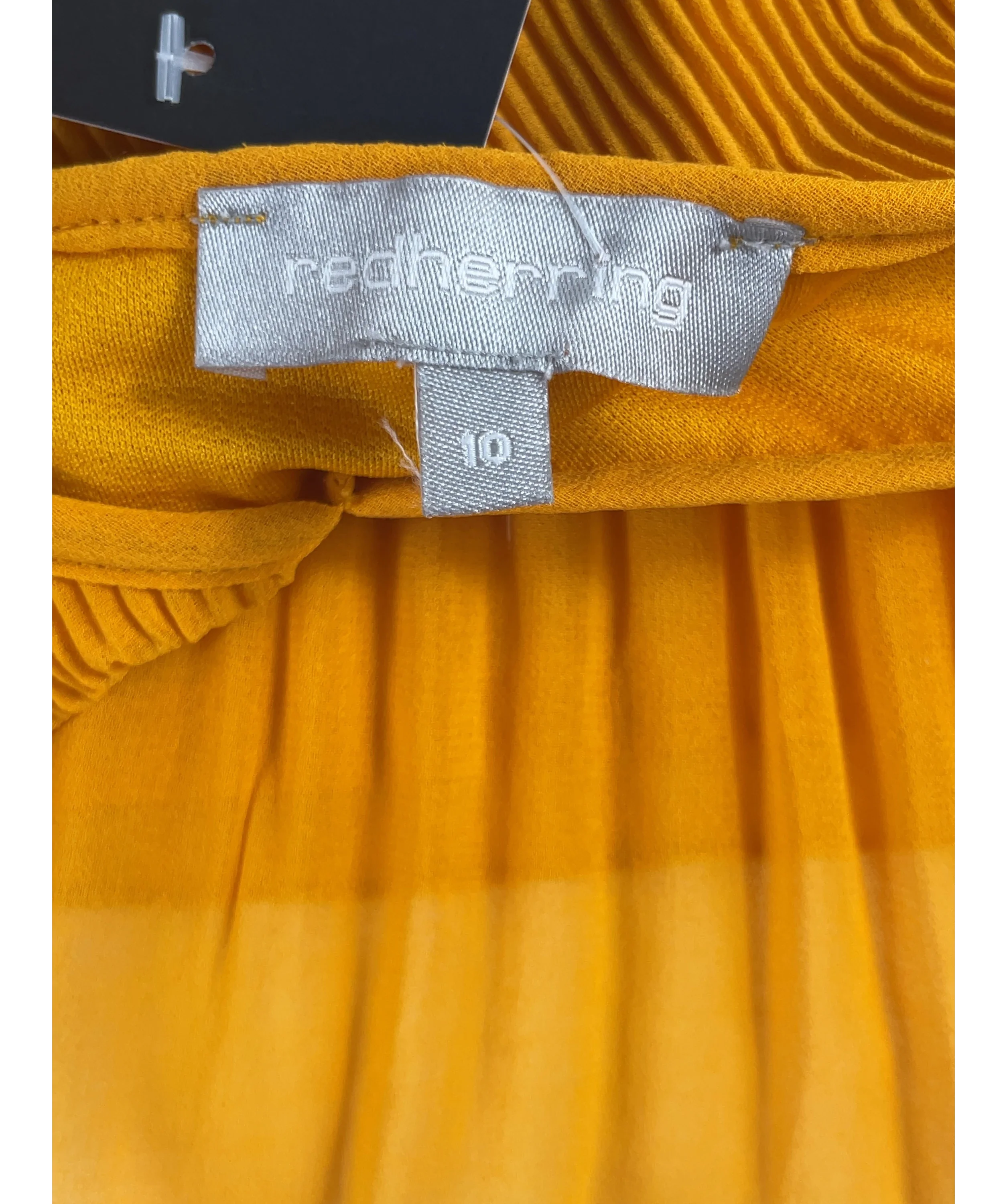 redherring Orange Yellow Plisse Pleated Cami Top, size UK 10 — detail