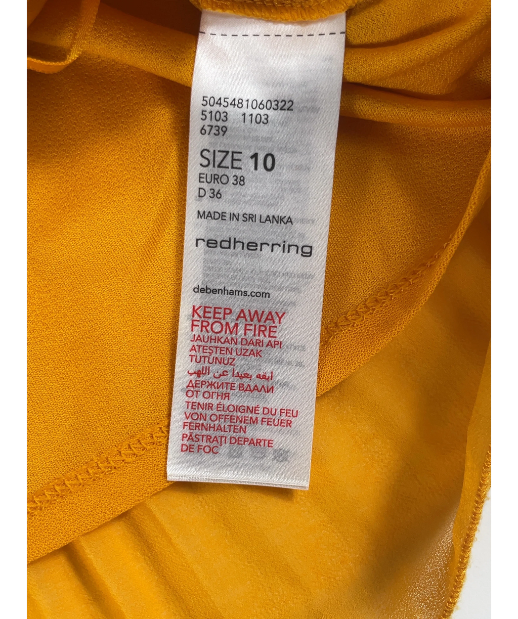 redherring Orange Yellow Plisse Pleated Cami Top, size UK 10 — label