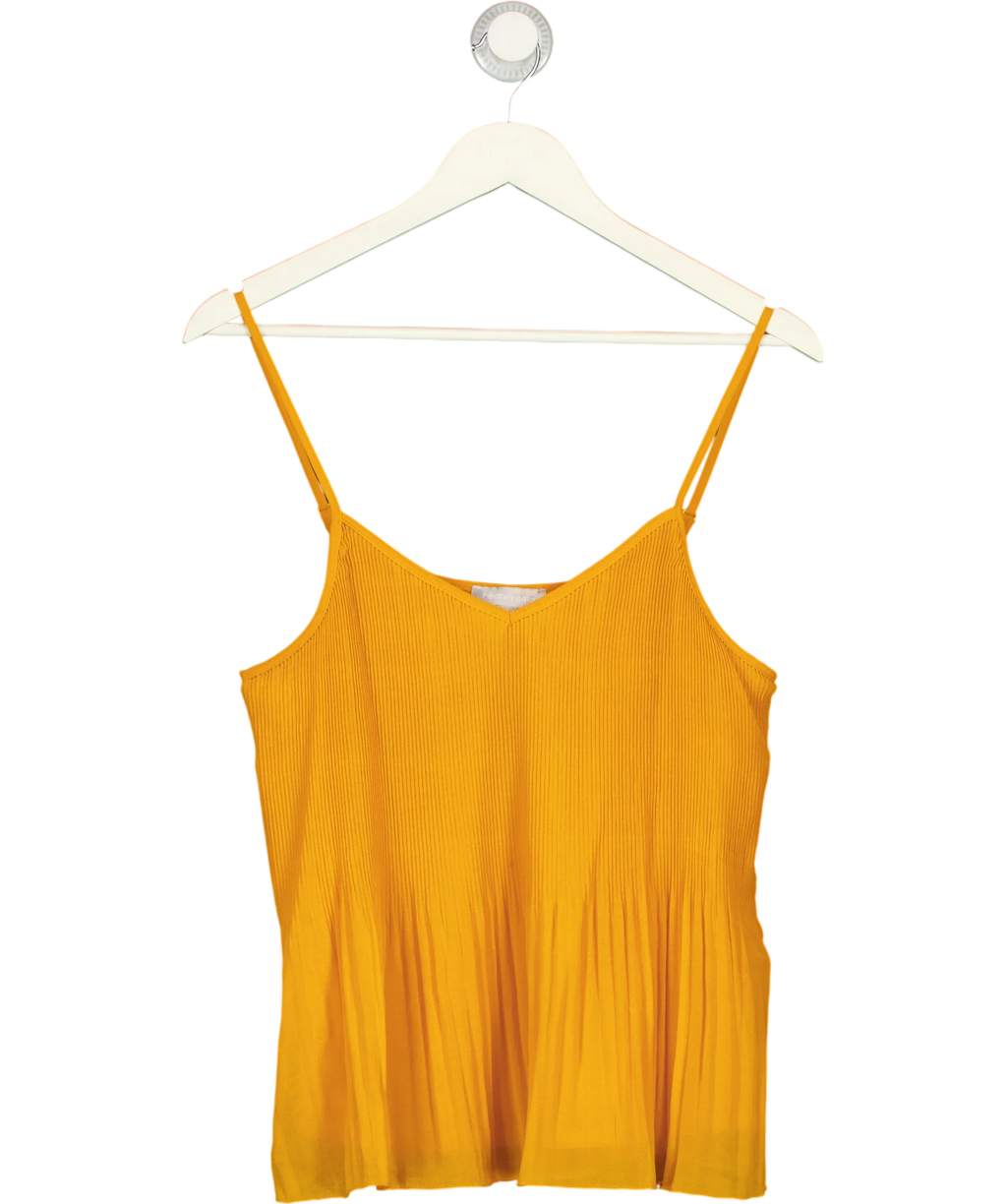 redherring Orange Yellow Plisse Pleated Cami Top, size UK 10 — front