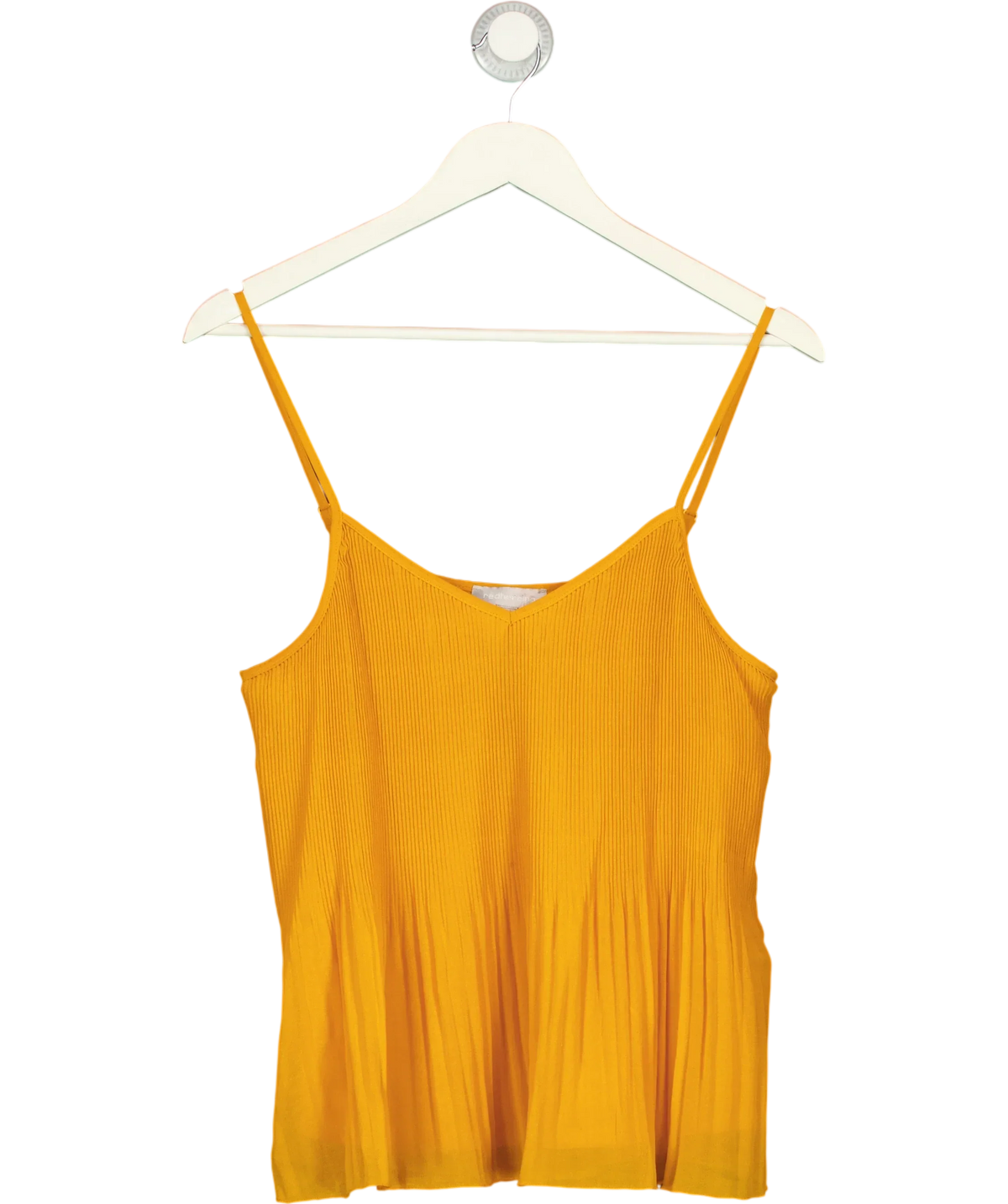 redherring Orange Yellow Plisse Pleated Cami Top, size UK 10 — front