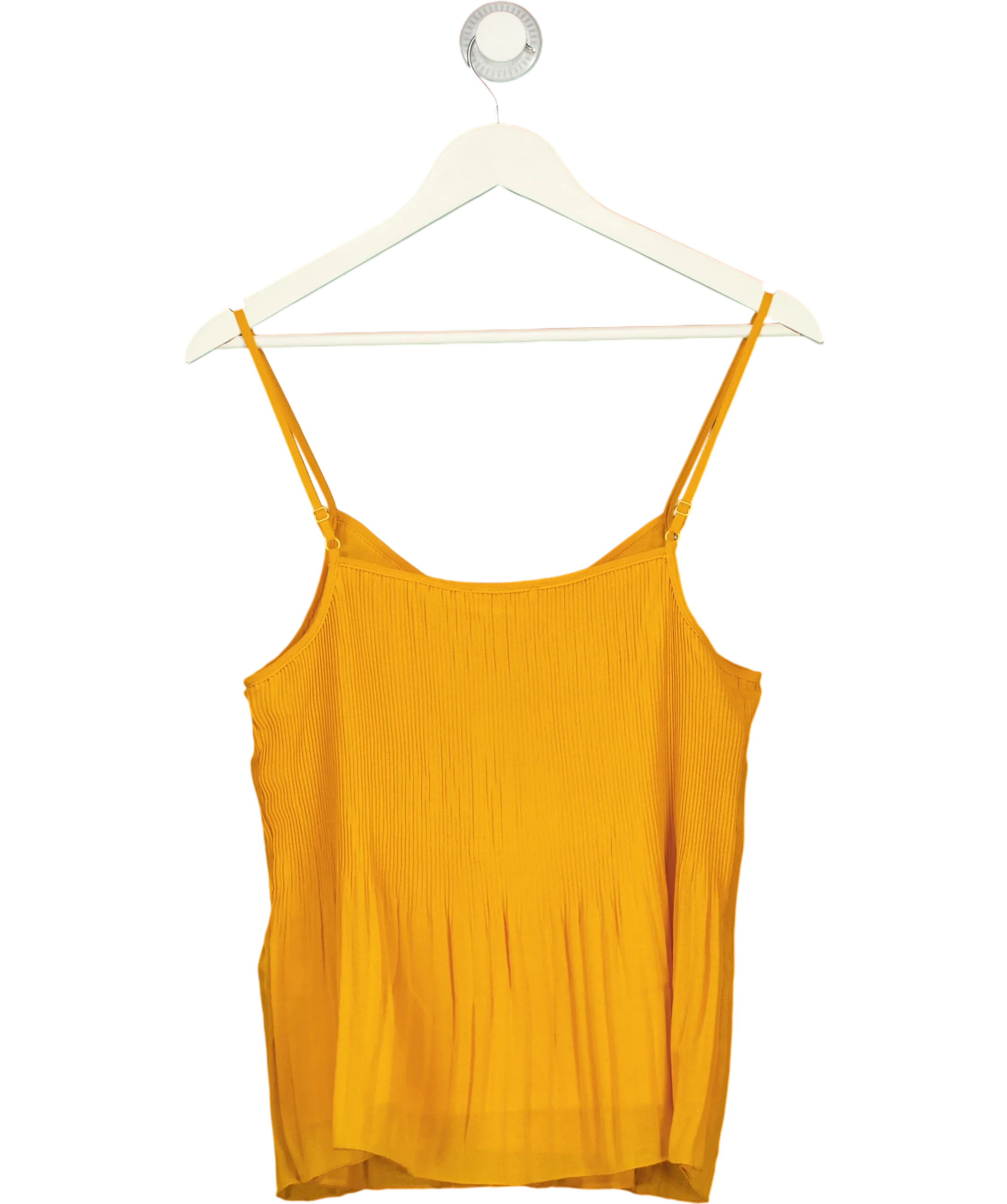 redherring Orange Yellow Plisse Pleated Cami Top, size UK 10 — back