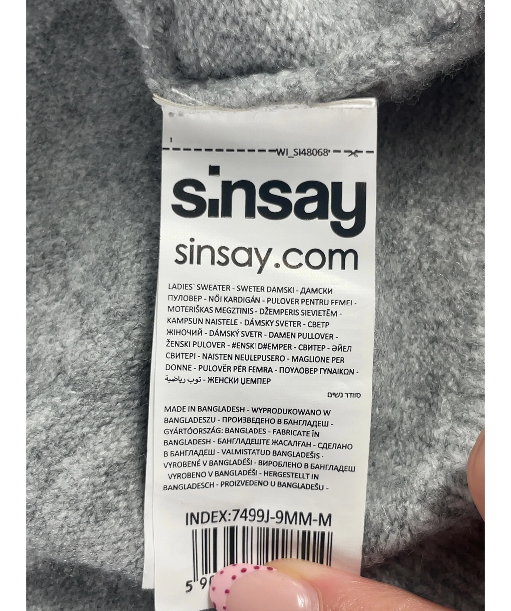 Sinsay Grey Grey Knit Jumper, size UK M — label