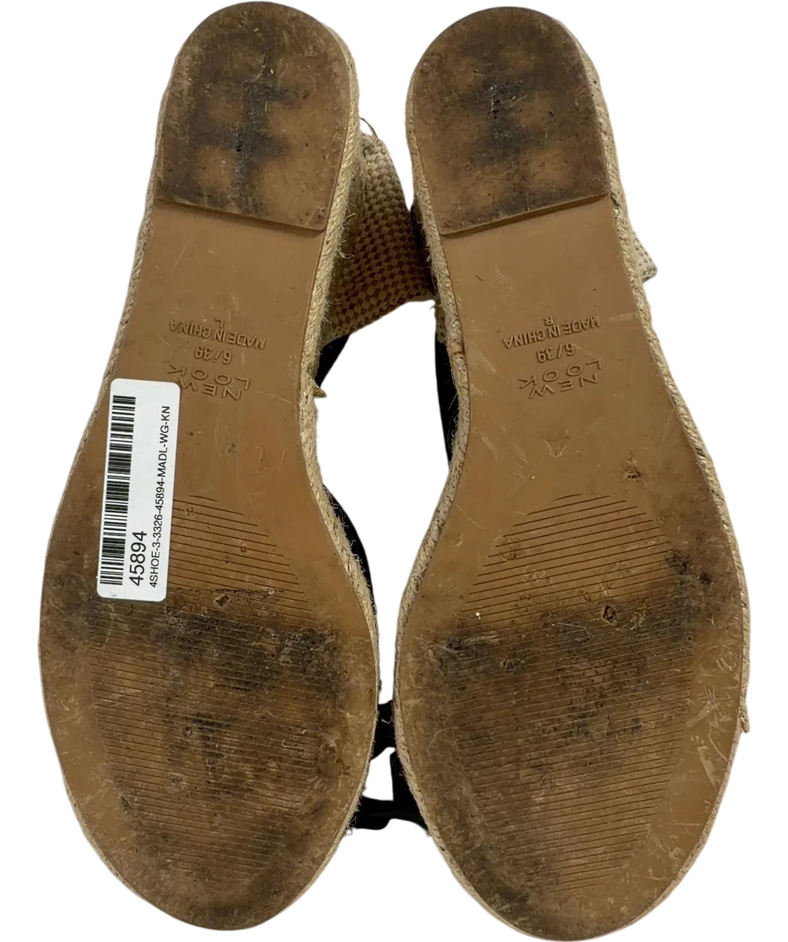 New Look Black Ribbon Tie Espadrille Wedges UK 6 EU 39 — Sole