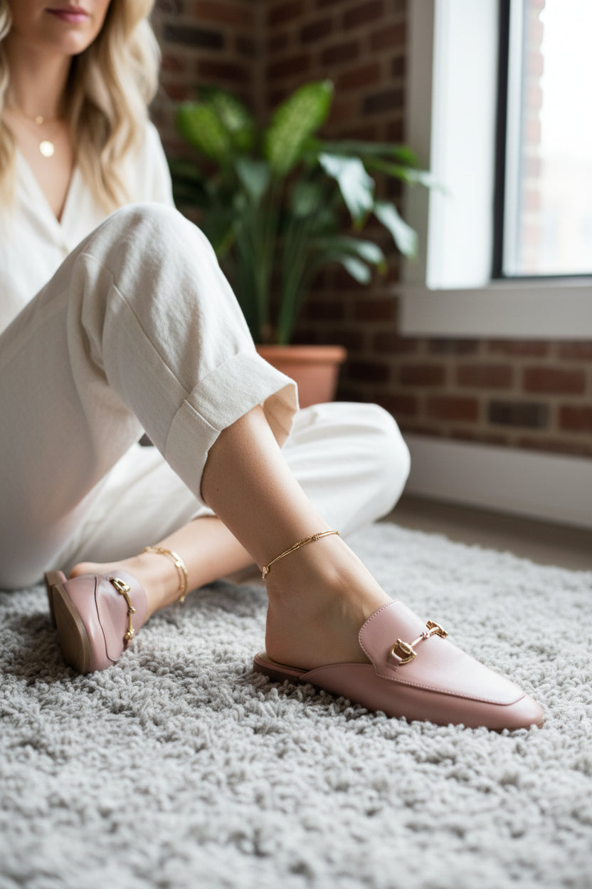Accessorize Pink Pink Backless Loafers, size UK 6 EU 39 👠 — front