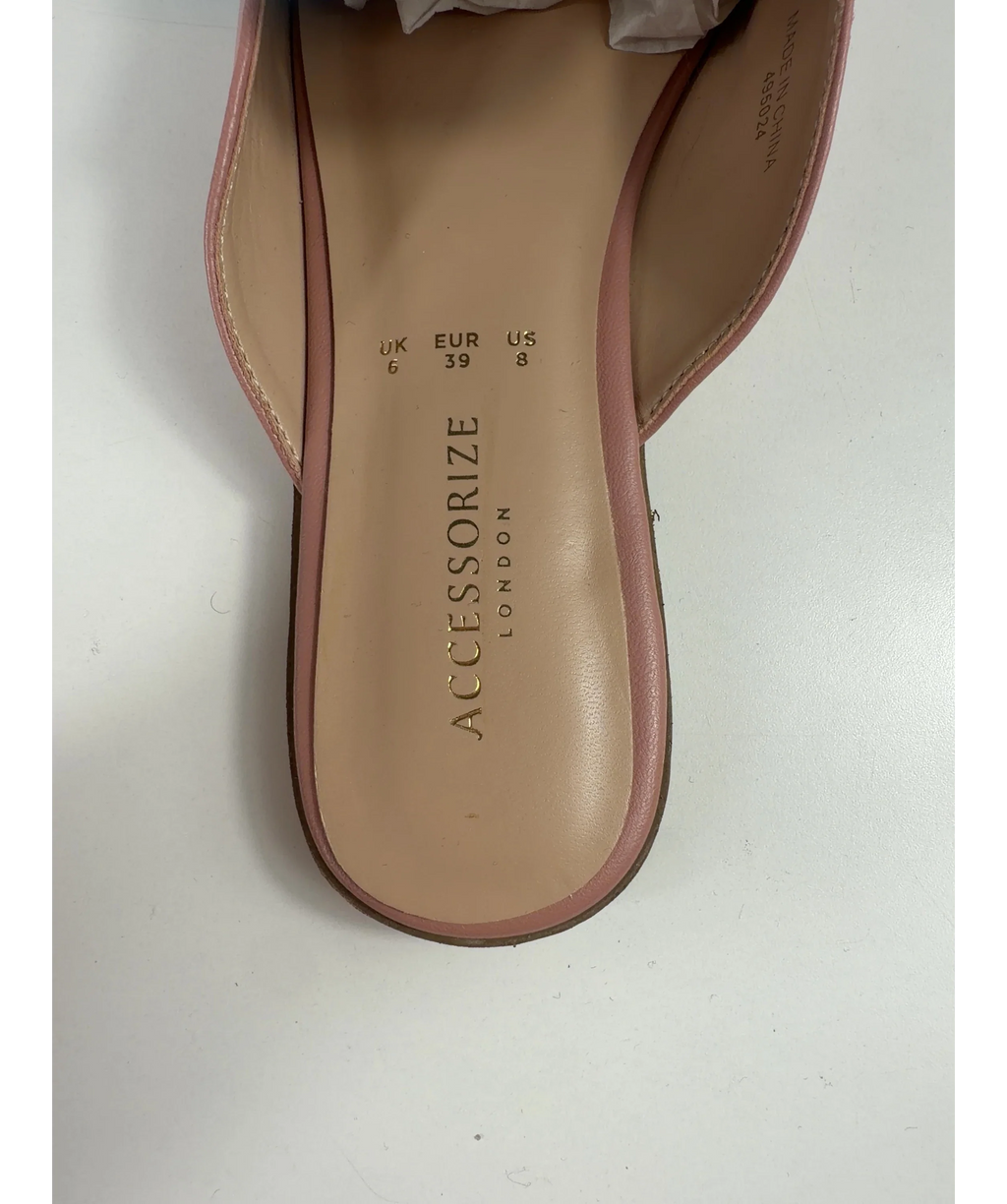 Accessorize Pink Pink Backless Loafers, size UK 6 EU 39 👠 — care label