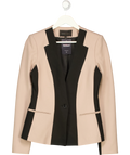 BCBGMAXAZRIA Beige Rowe ONE BUTTON Blazer Beige Soy Chai Black, size UK S — front