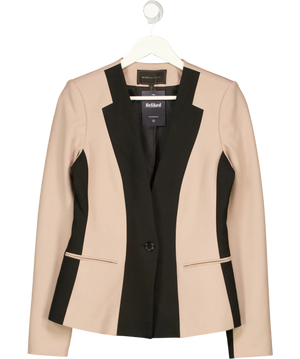 BCBGMAXAZRIA Rowe One Button Blazer Beige Soy Chai Black UK S