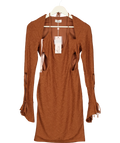 OH POLLY Brown Nevada Cut Out Sleeve Mini Dress Rust  brown, size UK 14 — front