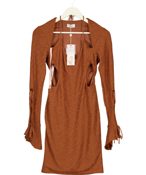 OH POLLY Nevada Cut Out Sleeve Mini Dress Rust  Brown UK 14
