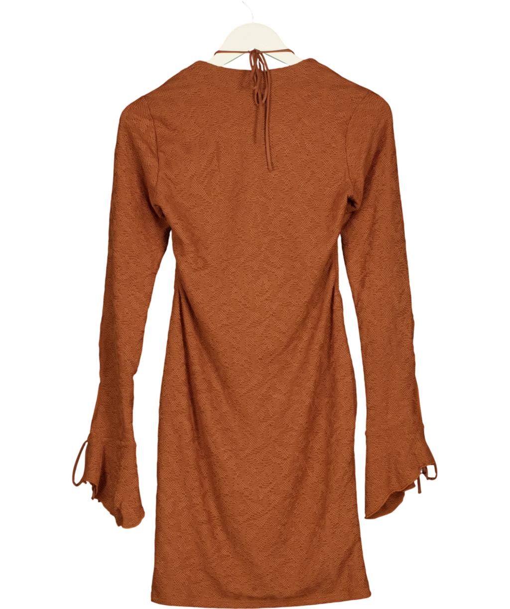OH POLLY Brown Nevada Cut Out Sleeve Mini Dress Rust  brown, size UK 14 — back