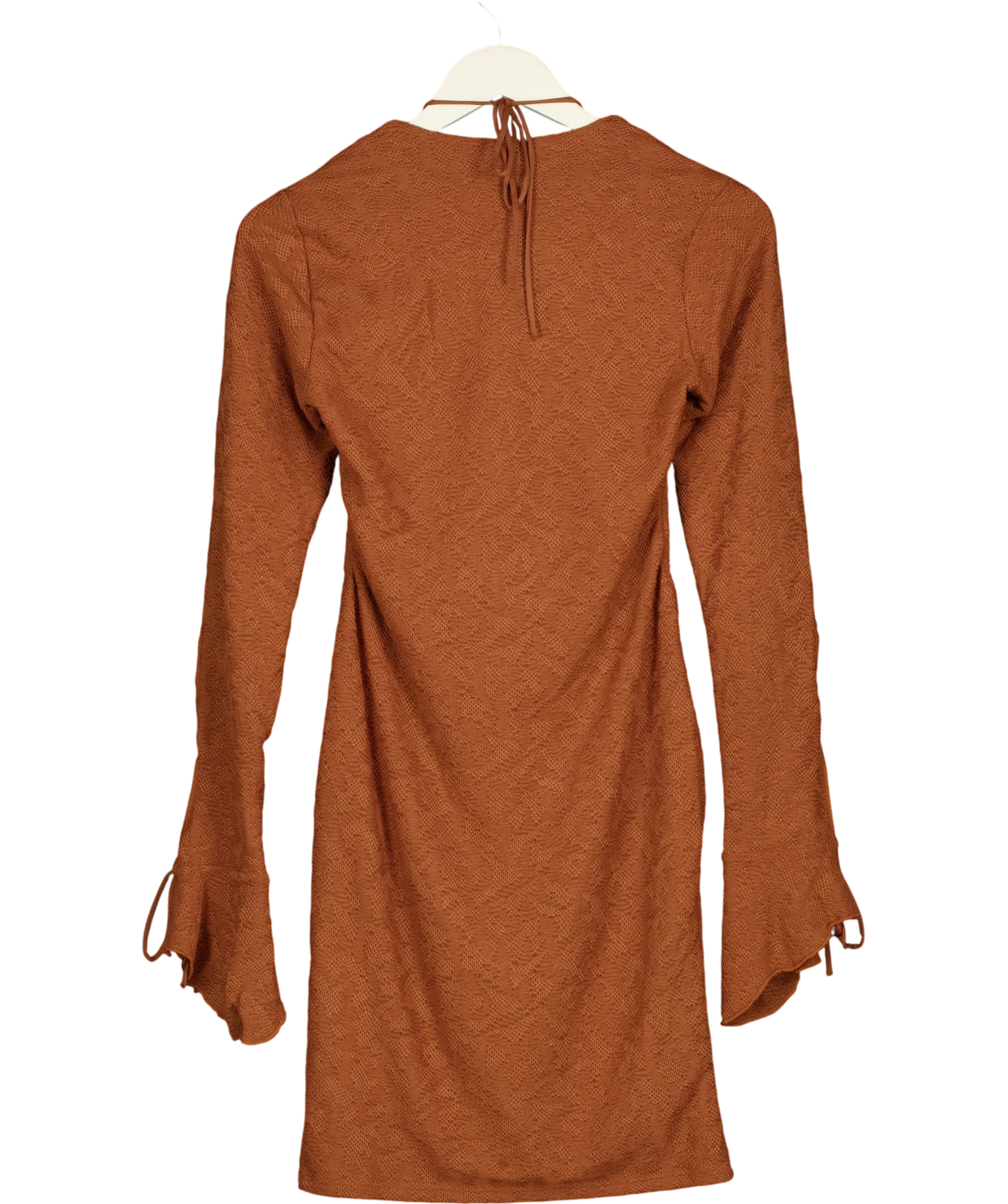 OH POLLY Brown Nevada Cut Out Sleeve Mini Dress Rust  brown, size UK 14 — back