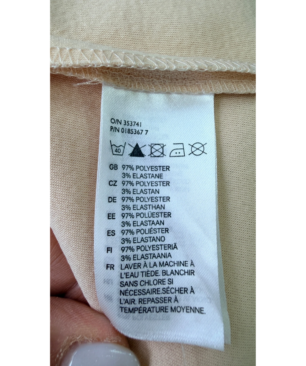 H&M Beige Beige Sleeveless Pleated A-Line Dress, size UK 6 — care label
