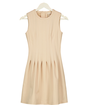 H&M Beige Sleeveless Pleated A-line Dress UK 6