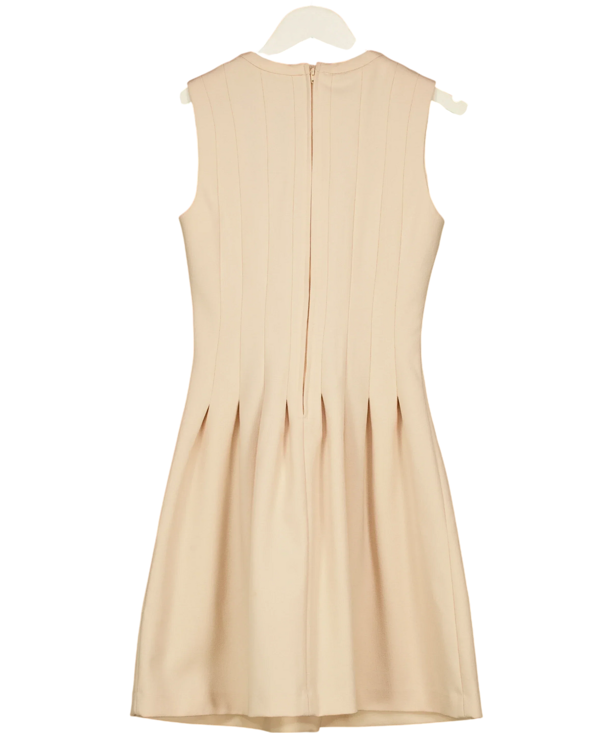 H&M Beige Beige Sleeveless Pleated A-Line Dress, size UK 6 — back