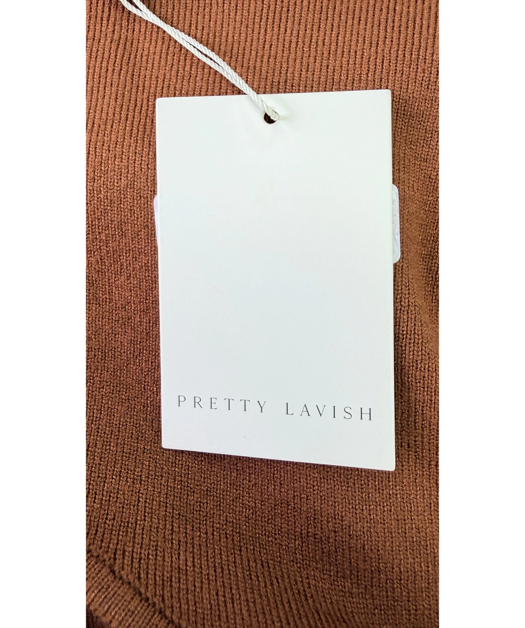 PRETTY LAVISH Brown Lillian Cut Out Midaxi Knit Dress Brown UK 14-16, size UK L — detail