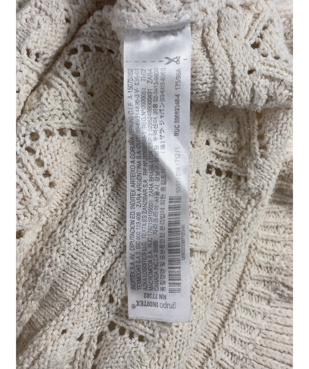 ZARA Cream Cream Pointelle Open Knit Ruffle Dress, size UK L — label