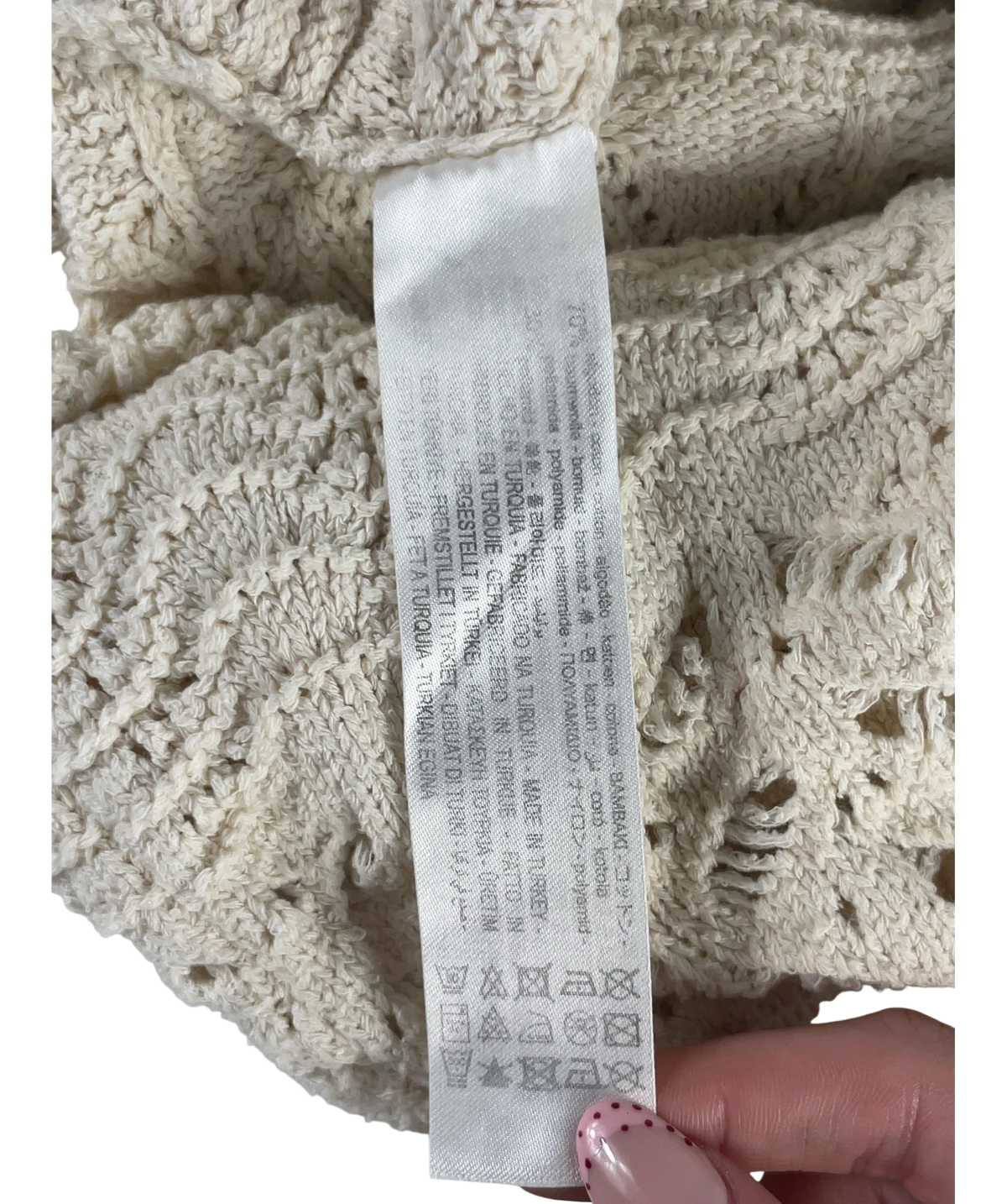ZARA Cream Pointelle Open Knit Ruffle Dress UK L — Extra shot